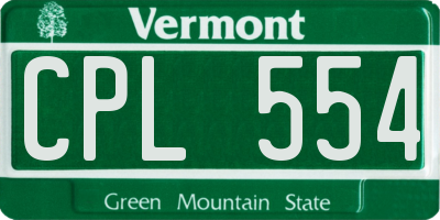 VT license plate CPL554