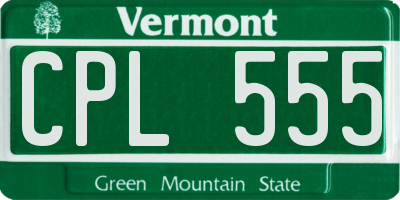 VT license plate CPL555