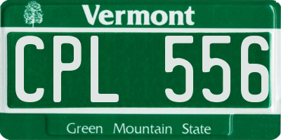 VT license plate CPL556