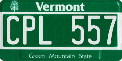 VT license plate CPL557