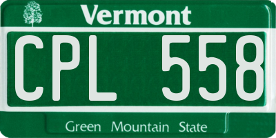 VT license plate CPL558