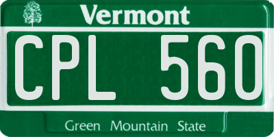 VT license plate CPL560