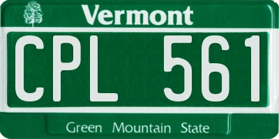 VT license plate CPL561