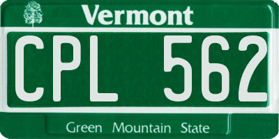 VT license plate CPL562