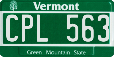 VT license plate CPL563