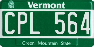 VT license plate CPL564