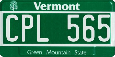 VT license plate CPL565