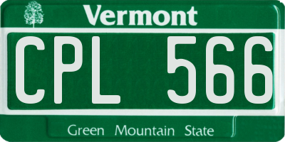 VT license plate CPL566