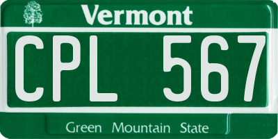 VT license plate CPL567