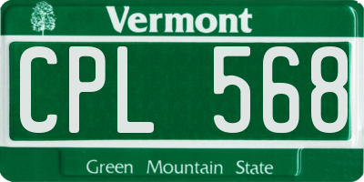 VT license plate CPL568