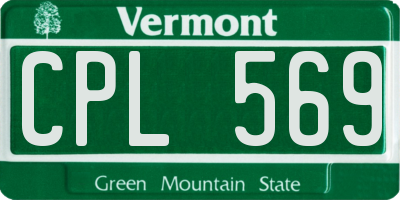 VT license plate CPL569