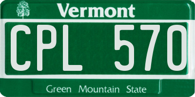 VT license plate CPL570