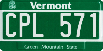 VT license plate CPL571