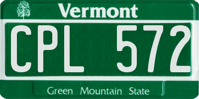 VT license plate CPL572