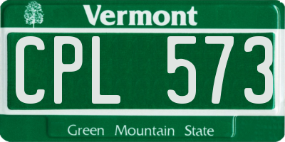 VT license plate CPL573