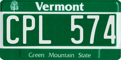 VT license plate CPL574