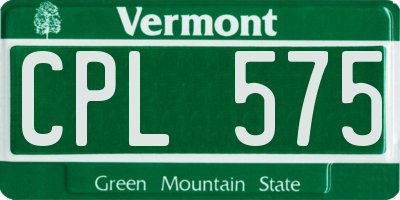 VT license plate CPL575