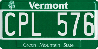 VT license plate CPL576
