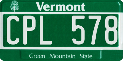 VT license plate CPL578