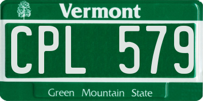 VT license plate CPL579