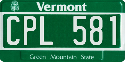 VT license plate CPL581