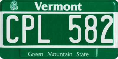 VT license plate CPL582