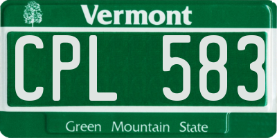 VT license plate CPL583