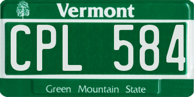 VT license plate CPL584
