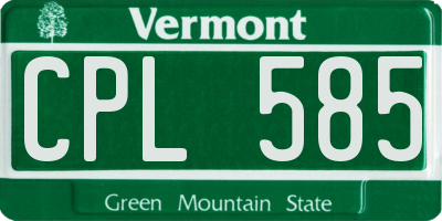 VT license plate CPL585