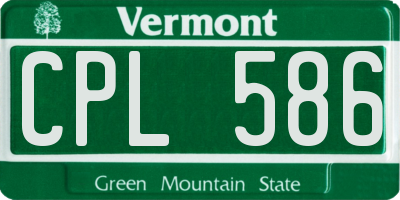VT license plate CPL586
