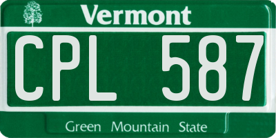 VT license plate CPL587