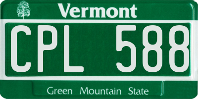 VT license plate CPL588