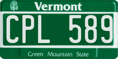 VT license plate CPL589