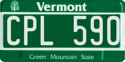 VT license plate CPL590