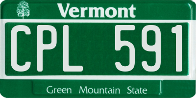 VT license plate CPL591