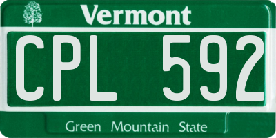 VT license plate CPL592