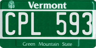 VT license plate CPL593