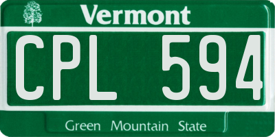 VT license plate CPL594