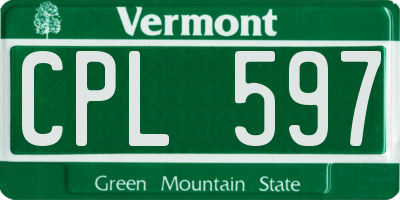 VT license plate CPL597