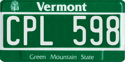 VT license plate CPL598