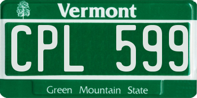 VT license plate CPL599