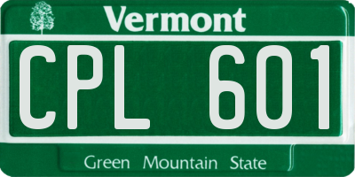 VT license plate CPL601