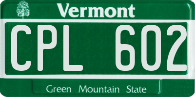 VT license plate CPL602