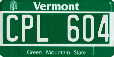 VT license plate CPL604