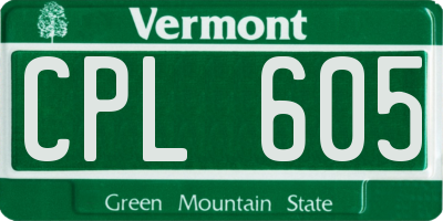 VT license plate CPL605
