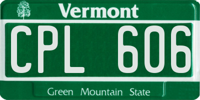 VT license plate CPL606