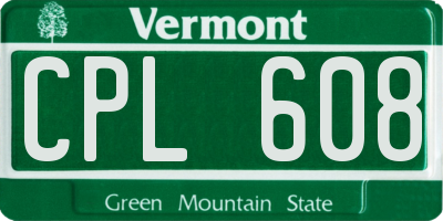 VT license plate CPL608