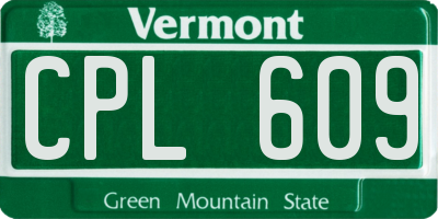 VT license plate CPL609