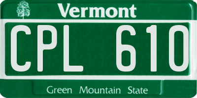 VT license plate CPL610