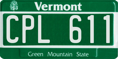 VT license plate CPL611